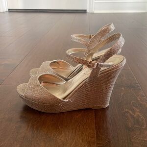 rampage sparkly gold wedges